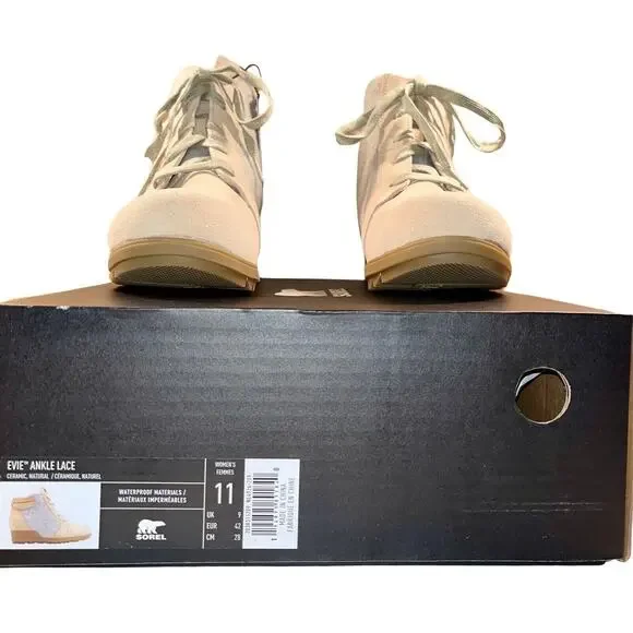 NEW Sorel Women's Evie Ankle Lace Boot Size 11 - Ceramic Natural Waterproof NIB - Picture 2 of 12